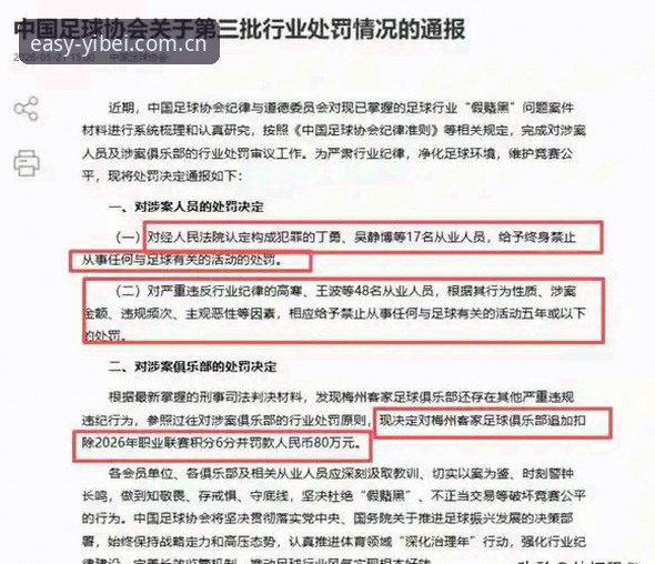 中国足球第三批禁足名单公布，易贝体育深度解析：为何处罚力度如此严厉？